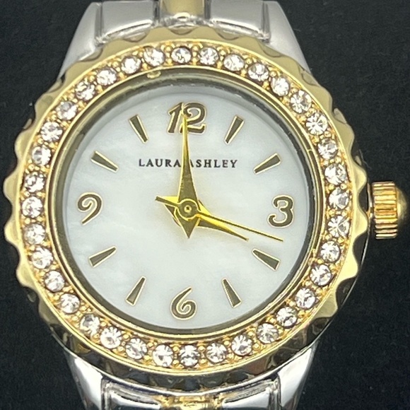 Laura Ashley Round Crystal Bezel  Silver and Gold Ladies Watch Working - Picture 6 of 9